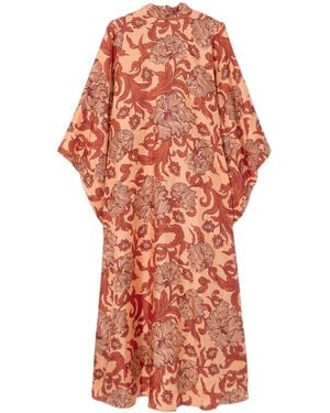 La DoubleJ Magnifico Printed Silk-Twill Maxi Dress - Red