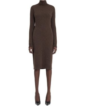 MM6 by Maison Margiela High Neck Long Sleeved Dress - Brown