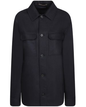 Incotex Wool Flannel Overshirt - Blue