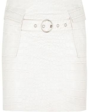Saks Potts Crocodile-Effect Belted Mini Skirt - White