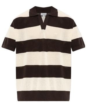 Lacoste Chain Stitch Stripe Polo Shirt - Black