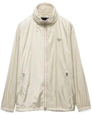 Prada Re-Nylon Hooded Windbreaker Jacket - Natural