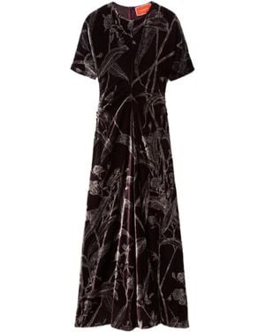 La DoubleJ La Doublej Floral Velvet Maxi Dress - Black