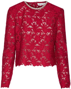 Self-Portrait Lace Embellished Top - Red