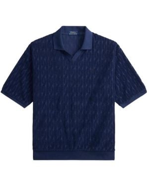 Polo Ralph Lauren Cable-Knit Terry Collar T-Shirt - Blue