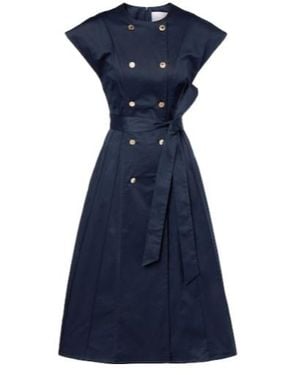 Carolina Herrera Cotton-Blend Sateen Midi Dress - Blue