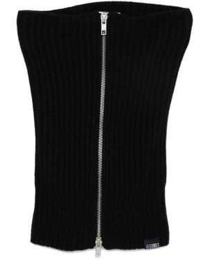 MM6 by Maison Margiela Knitted Zip-Up Neck Warmer - Black