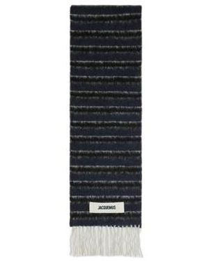 Jacquemus Logo Patch Fringed Edge Scarf - Black