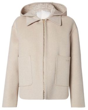Fendi Wool Double Fabric And Mink Blouson - Natural