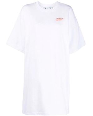 Off-White c/o Virgil Abloh Painted Arrows Motif Snap-Fastening T-Shirt Dress - White