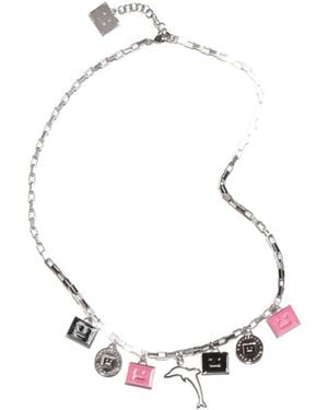 Acne Studios Face-Plaque Cable-Link Necklace - White
