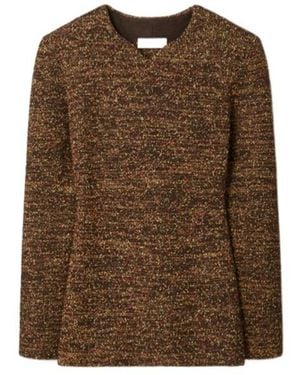 Tory Burch Nylon And Viscose Marled Sweater - Brown