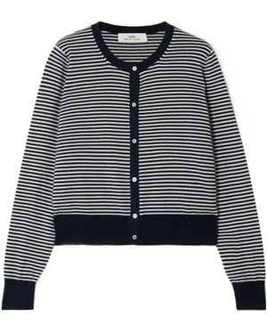 arch4 Bea Striped Organic Cashmere Cardigan - Black
