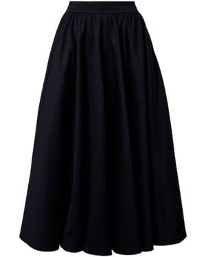 Patou Pleated Cotton Midi Skirt - Black