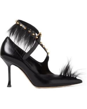 Fendi Vertigo Leather Court Shoes - Black
