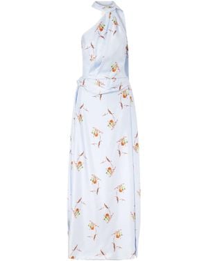 Emilia Wickstead Halterneck Silk-Twill Gown - White