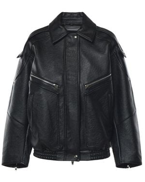 Frankie Shop Hudson Faux Leather Bomber Jacket - Black