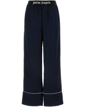 Palm Angels Logo Elastic Waistband Pajama Bottoms - Blue