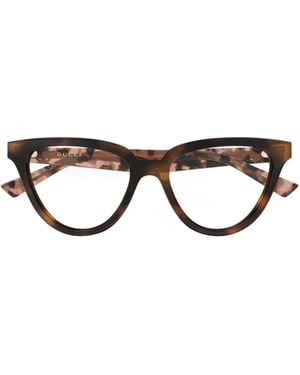 Gucci Geometric-Frame Clear-Lens Glasses - White