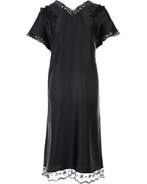 Simone Rocha Lace-Trim Cut-Out Midi Dress - Black