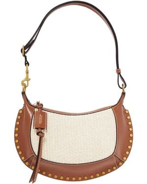 Isabel Marant Leather-Trimmed Raffia Shoulder Bag - White