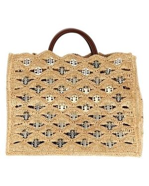 Rabanne Rabanne Eyelet Raffia Tote Bag - Metallic