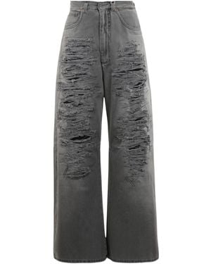MM6 by Maison Margiela Wide Leg Distressed Jeans - Grey