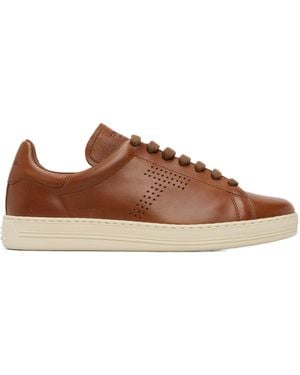 Tom Ford Perforated-Logo Sneakers - Brown