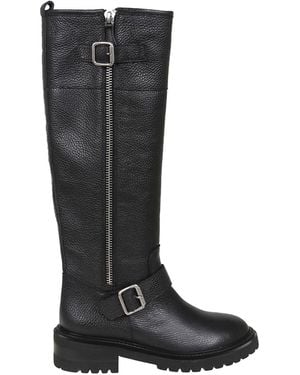 Via Roma 15 Negus Buckled Leather Boots - Black