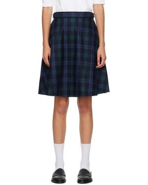 Thom Browne Checked A-Line Skirt - Blue