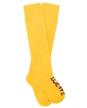 Loewe Ribbed Logo Knee-High Socks - Yellow