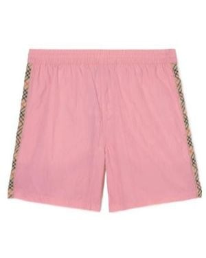 Burberry Check Trim Swim Shorts - Pink