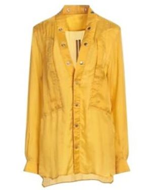 Rick Owens Satin Long Sleeve Shirt - Yellow