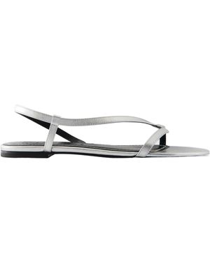 STAUD Louden Metallic Leather Flats - White