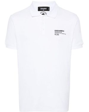 DSquared² Logo Detailed Short-Sleeved Polo Shirt - White