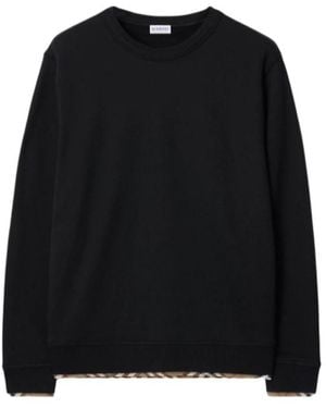 Burberry Check Trim Cotton Sweatshirt - Black