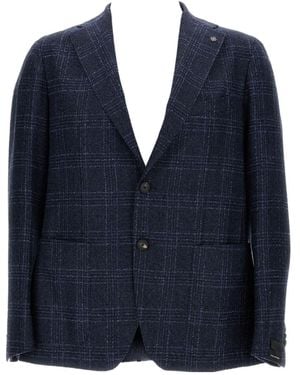 Tagliatore Single-Breasted Tweed Blazer - Blue