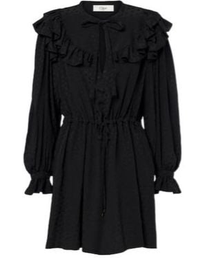 Chloé Ruffled Jacquard Silk Minidress - Black