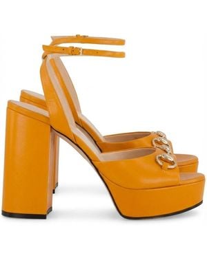 Gucci Horsebit Platform Sandals - Orange
