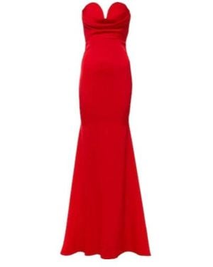 Alex Perry Gathered Strapless Satin Gown