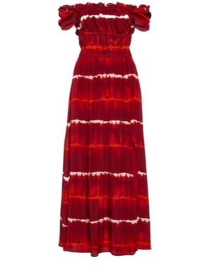 Altuzarra Printed Off-Shoulder Silk Midi Dress - Red