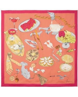 Jacquemus Le Grand Foulard Cocktail-Print Silk Scarf - Pink