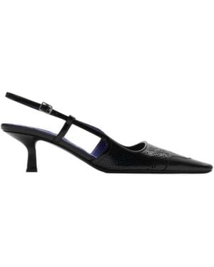 Burberry Chisel Square-Toe Slingback Pumps - Black