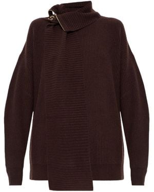 Sportmax Zip-Neck Ribbed-Knit Jumper - Purple