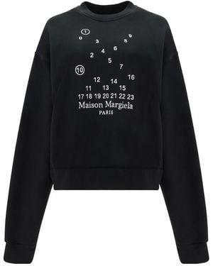 Maison Margiela Logo Printed Crewneck Sweatshirt - Black