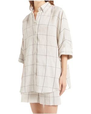 Brunello Cucinelli Grid-Pattern Shirt - White