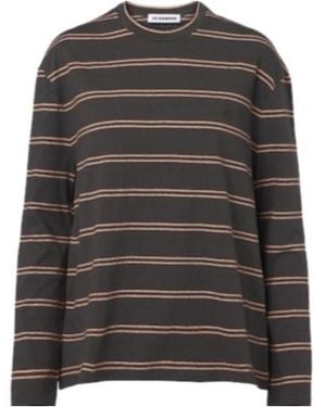 Jil Sander Striped Cotton T-Shirt - Gray