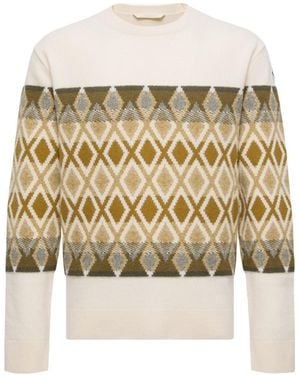 Moncler Rhombus Pattern Wool Sweater - Natural
