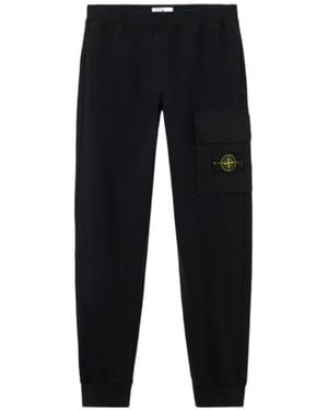 Stone Island Logo Patch Tapered Leg Trousers - Blue
