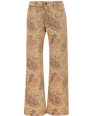 Etro Stretch Paisley-Printed Trousers - Natural